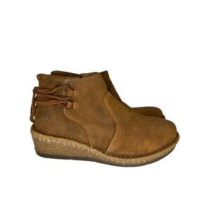 Born Viana Women's Bootie Ankle Boots Brown Leather Distressed Wedge Size 7 NEW